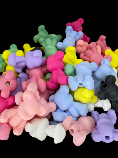 A2- (10PCS) 1" Multi Color Matte Coated/Soft Touch Bears Acrylic Beads for DIY