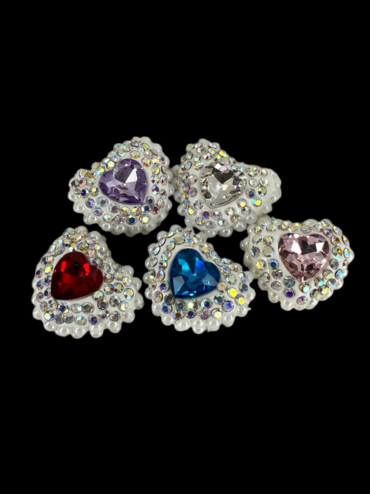 R51- (1PC) CHOOSE YOUR COLOR- High Quality 25mm HEART Pave-rhinestones with White Pearls Polymer Clay Core Beads for DIY
