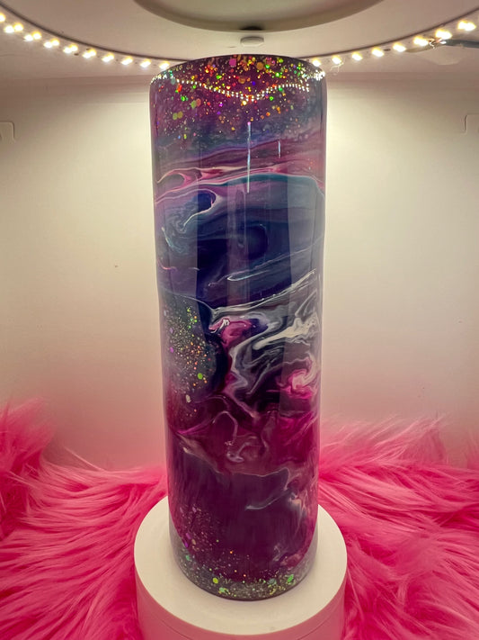 (1)- RTS 30oz Straight Pink/purple/teal/blue MILKY WAY ink/glitter Epoxy Tumbler image 0