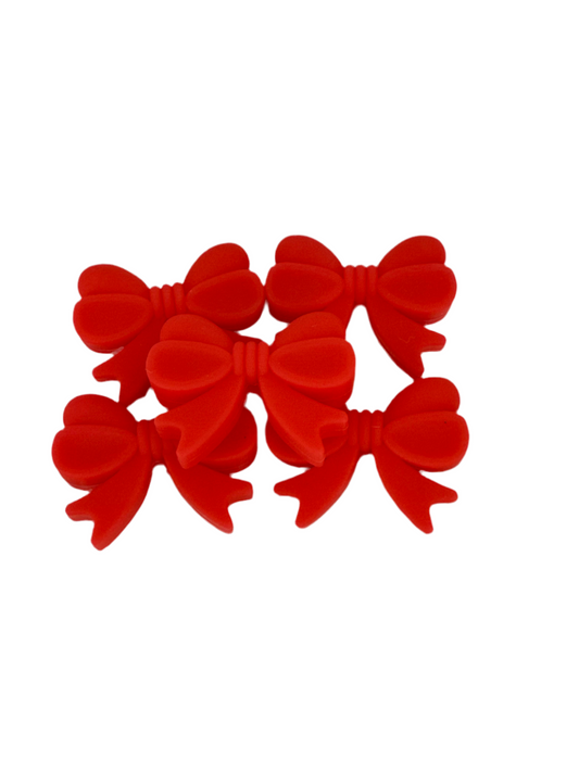 F13- (1)PC 1.1" Red BOW Focal Bead for DIY Keychains, Wristlets, Cup Charms, Car Charms ETC