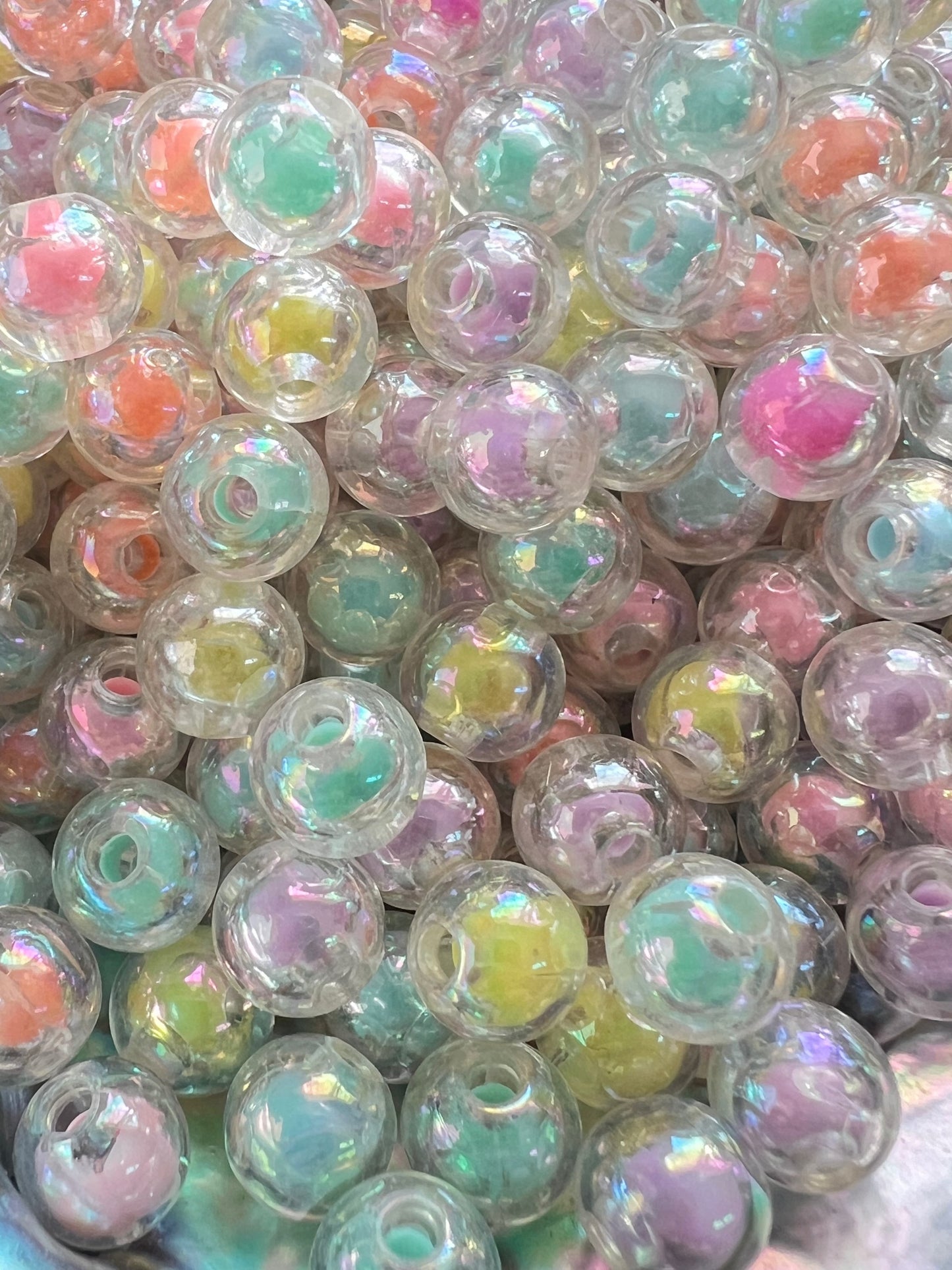 20 PCS - 8mm UVAB Round Pastel Shaped Rainbow/Double Layer/Aura Coated Mix image 1