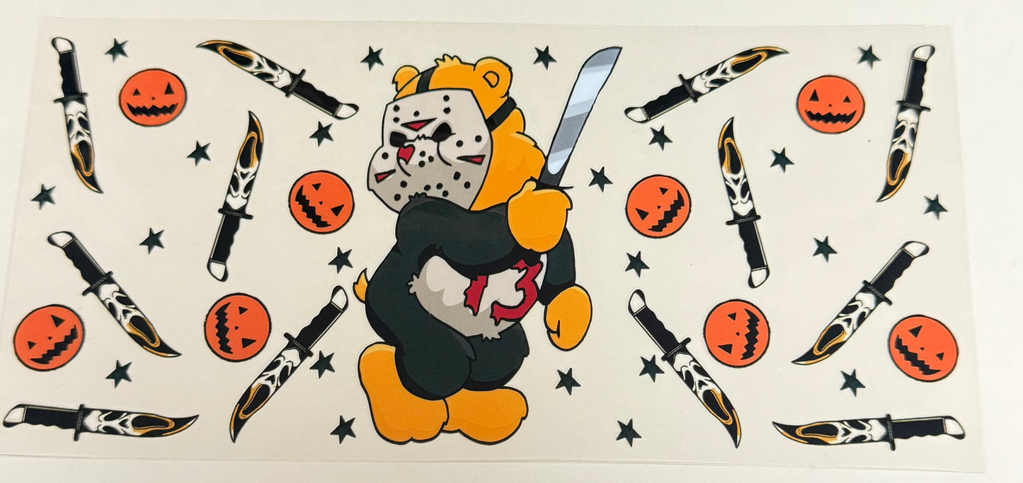 C430- (1PC) SCARE BEAR 16OZ UV DTF Transfer Wrap/Sticker for Cup/Tumbler
