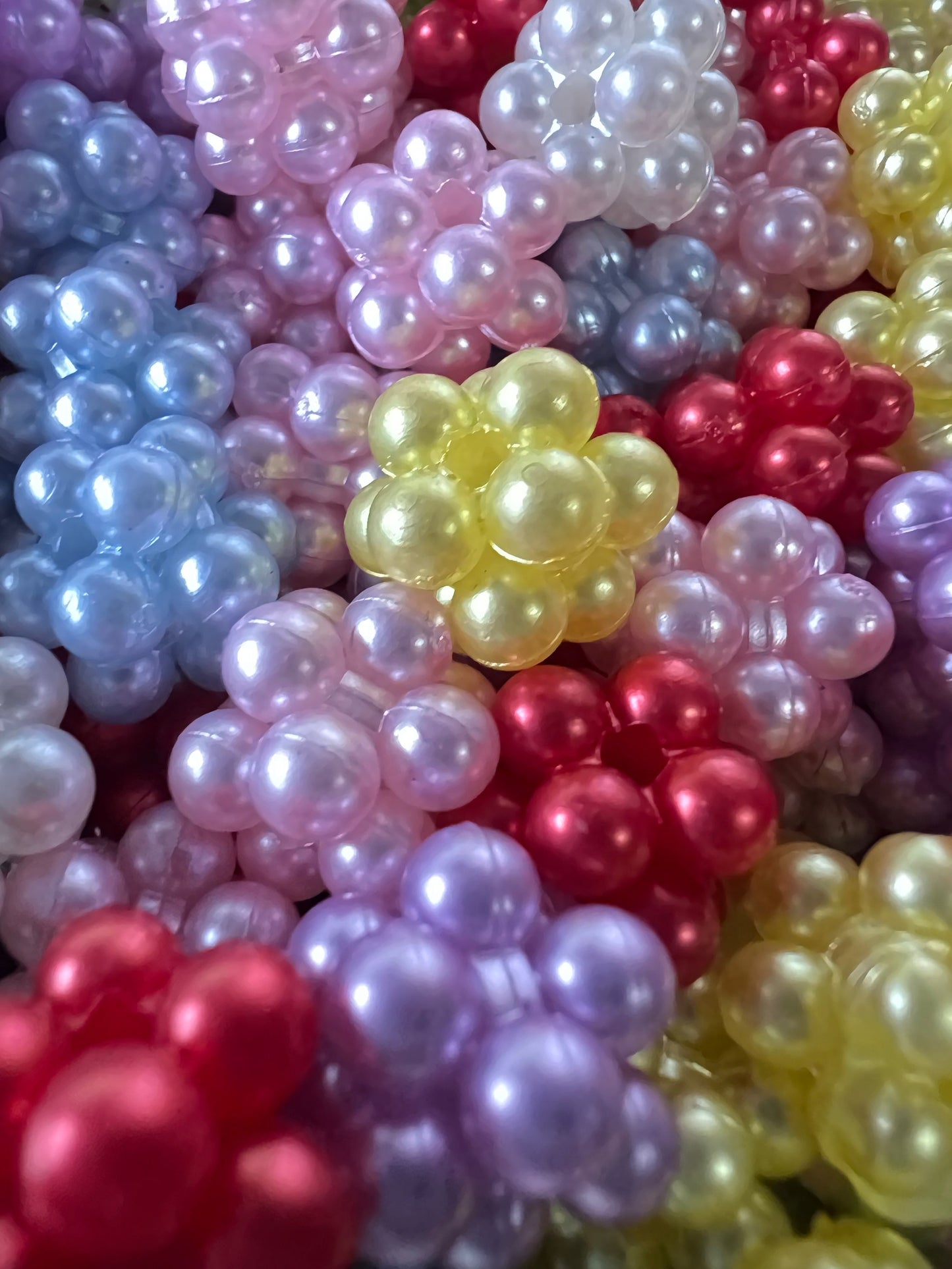 10 PCS - 14mm Fancy Round Multicolor Rhinestone/Pearl Acrylic Beads image 1