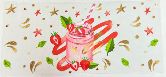 C581- (1PC) STRAWBERRY SHAKE 16OZ UV DTF Transfer Wrap/Sticker for Cup/Tumbler