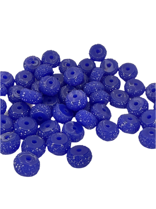 R59- (10PCS) 12mm ROYAL BLUE Round Rondelle Style Spacer Plastic/Acrylic Beads for DIY