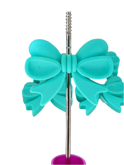 F8- (1)PC 1.1" Teal BOW Focal Bead for DIY Keychains, Wristlets, Cup Charms, Car Charms ETC