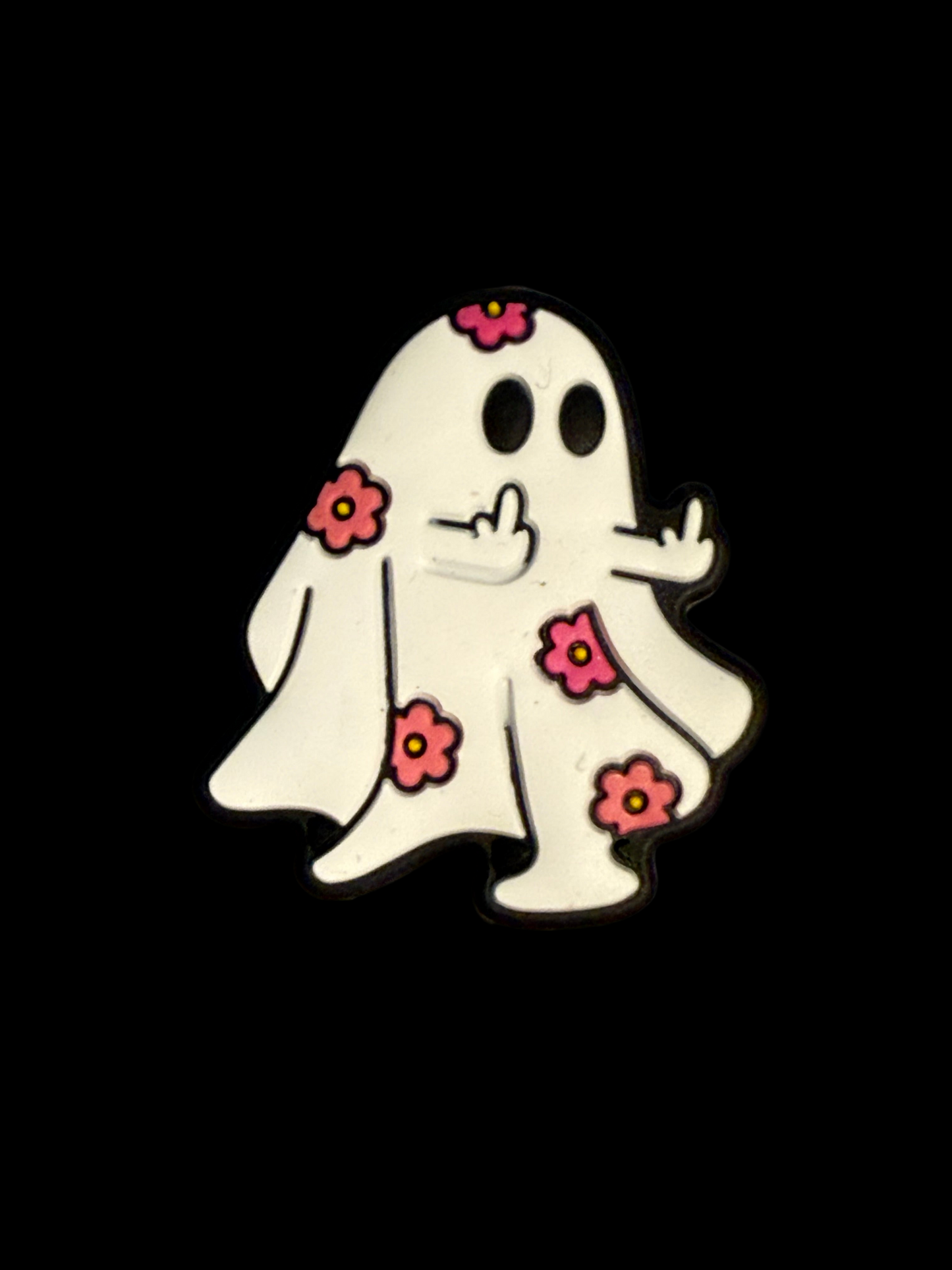F/HAL17 (1)PC 1.2" F Y0U Ghost W/Flowers Focal Bead for DIY Keychains, Wristlets, Cup Charms, Car Charms ETC