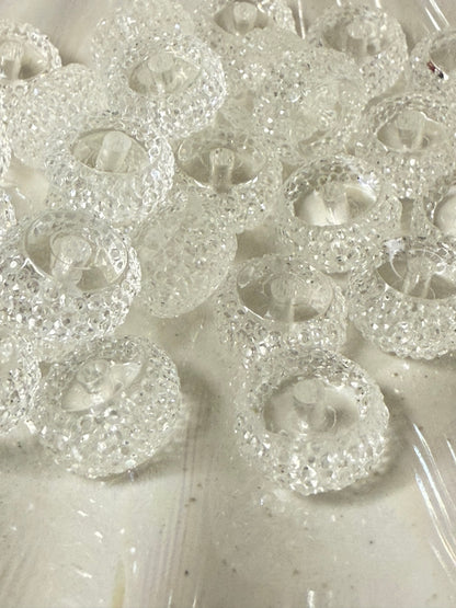 R69-(10PCS) 12mm JELLY CLEAR Round Rondelle Style Spacer Plastic/Acrylic Beads for DIY