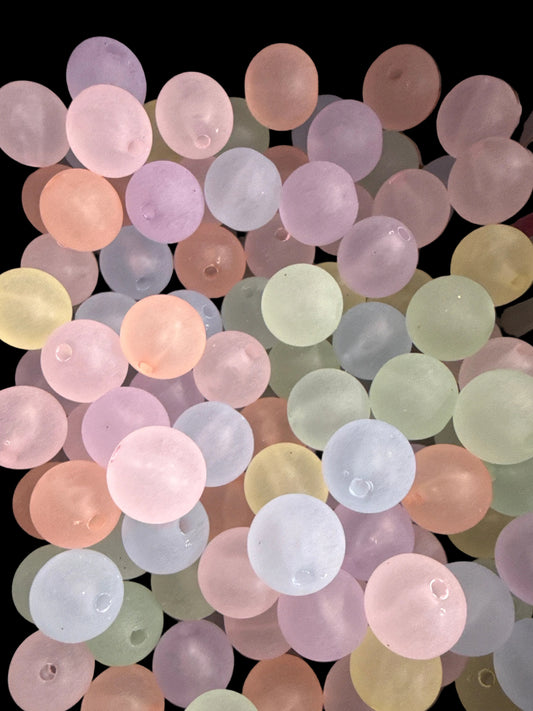 B73- (10PCS) 15mm Light Pastel Transparent Matte Acrylic Beads For DIY