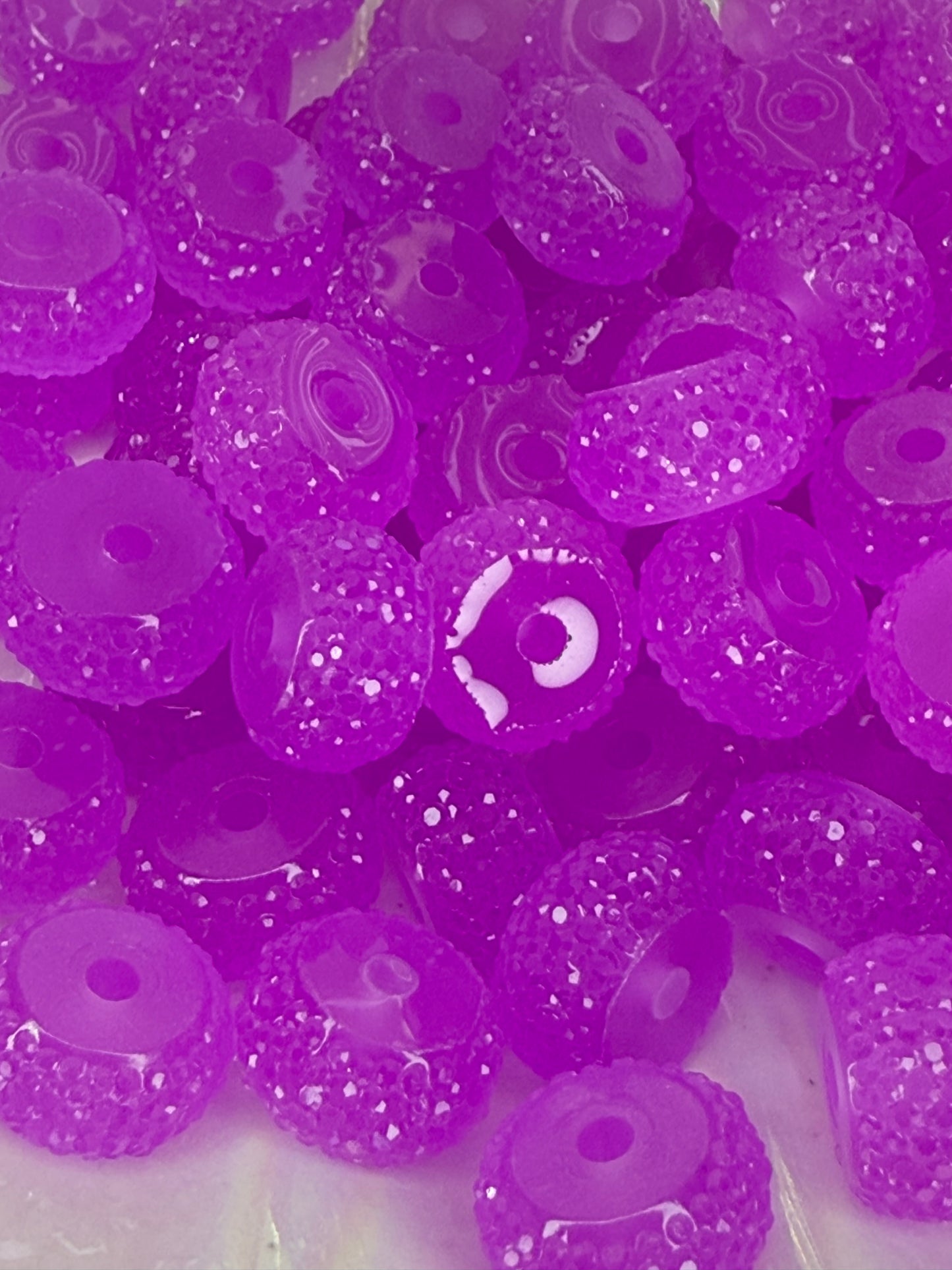 R55- (10PCS) 12mm NEON PURPLE Round Rondelle Style Spacer Plastic/Acrylic Beads for DIY