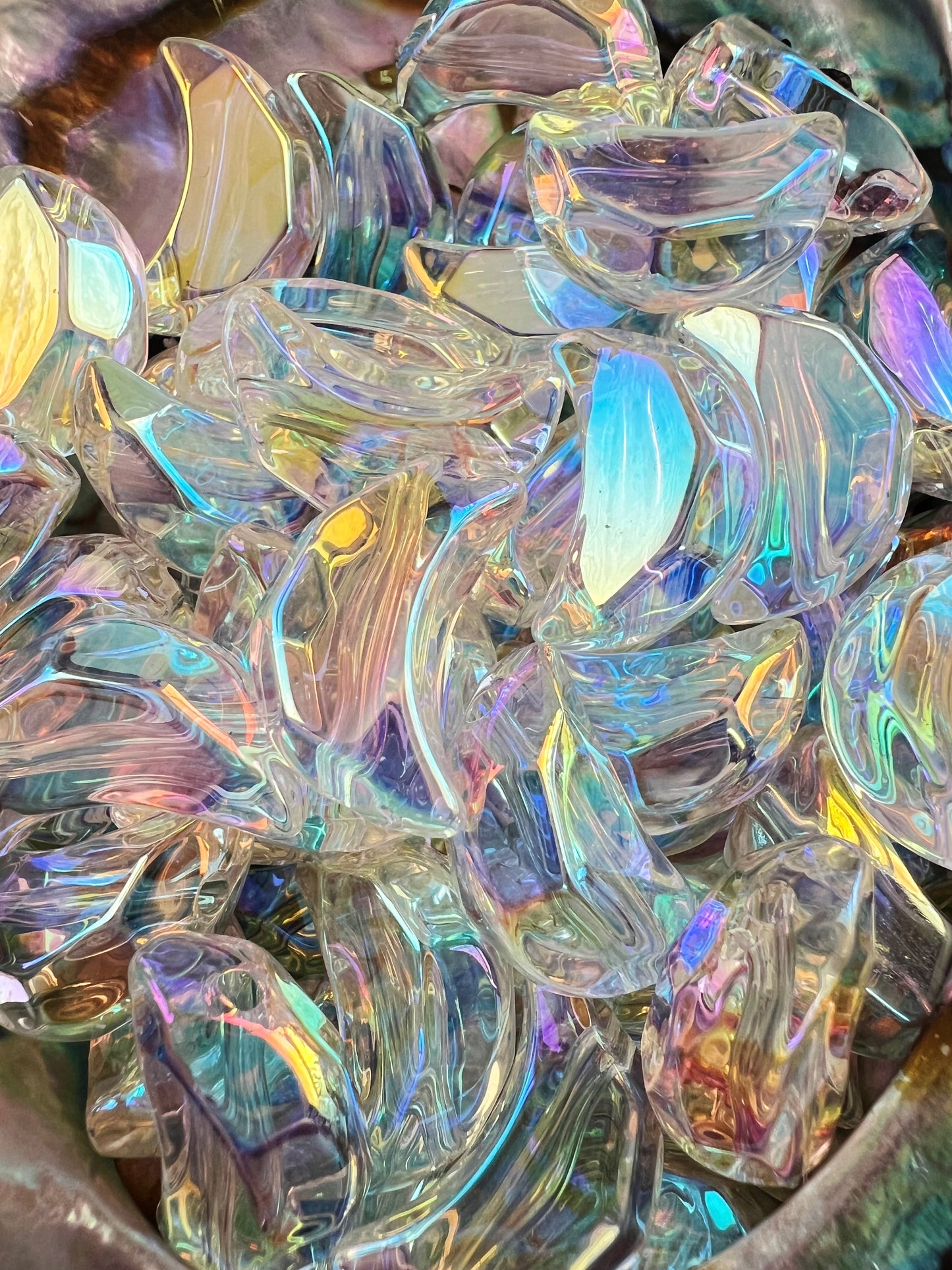 10 PCS- 23mm 3D Clear UVAB MOONS Diamond Faceted Cut Acrylic Beads image 4