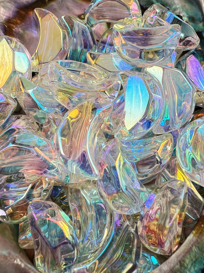 10 PCS- 23mm 3D Clear UVAB MOONS Diamond Faceted Cut Acrylic Beads image 4