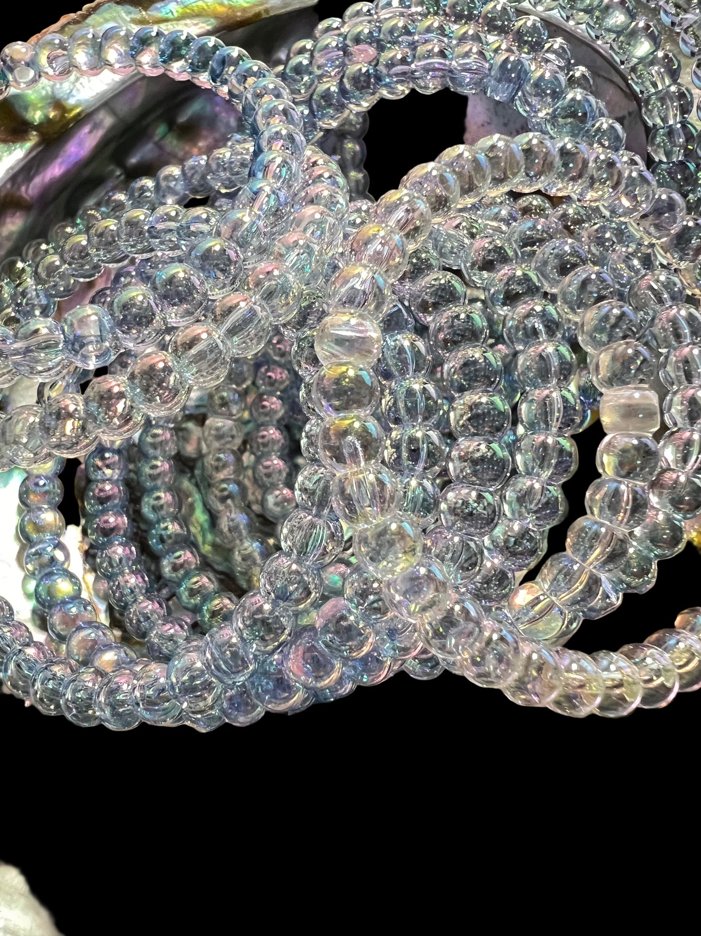 5 PCS- 47mm Acrylic Clear Blue AB Glitter AURA Bubble Round Shaped Frames image 3
