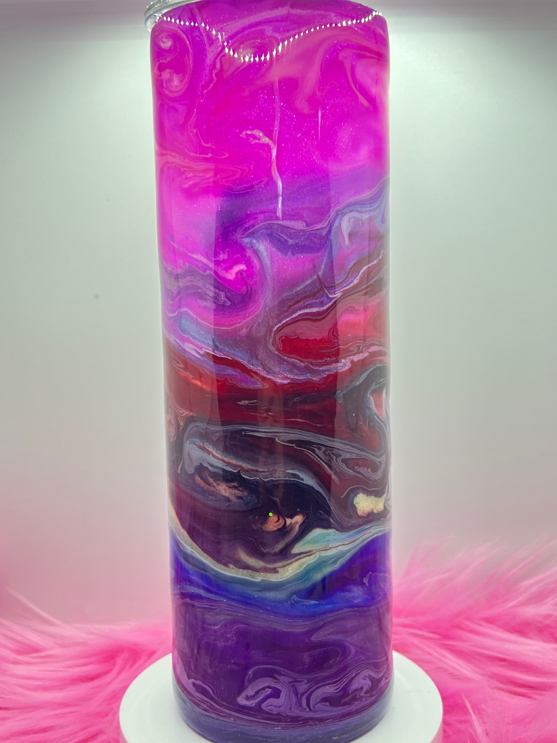 (1)- RTS 30oz Straight Pink/purple/red/blue MILKY WAY ink/glitter Epoxy Tumbler image 2