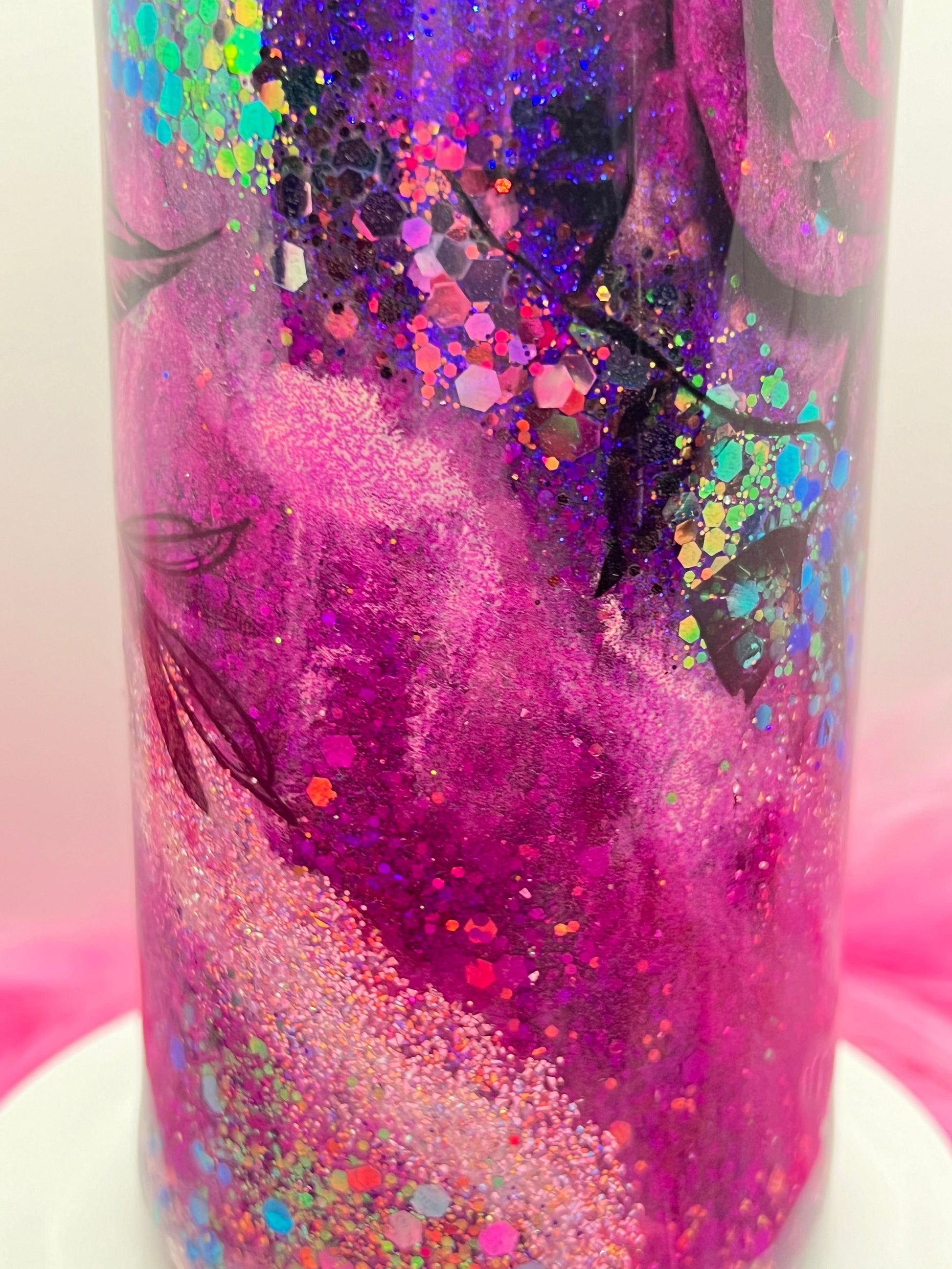 (1)- RTS 20oz Straight ROSE pink/purple/teal MILKY WAY ink/glitter Epoxy Tumbler image 5