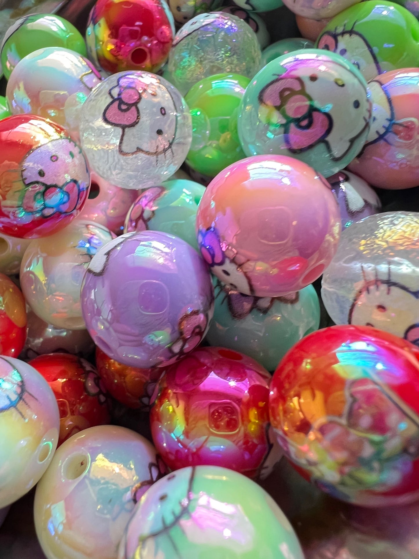 10 PCS - 16mm HK Round UVAB Rainbow Mix Acrylic Beads image 2