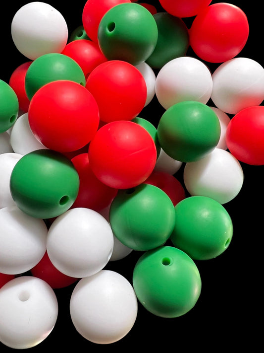 10PCS- 15mm Round Red/Green/White Matte/Silicone Bead image 0