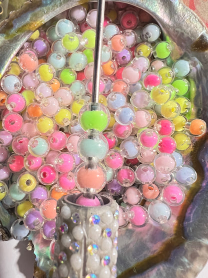 20 PCS - 8mm Small Round NEON Multi color/Rainbow Beads image 1