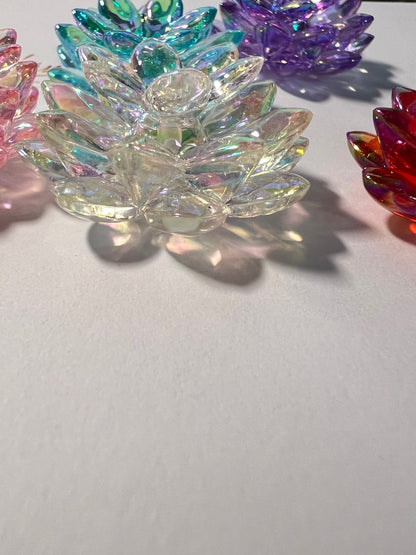 5SETS-15 Piece 38mm MultiColored Lotus Flower Beads UVAB Iridescent Rainbow Bead image 6