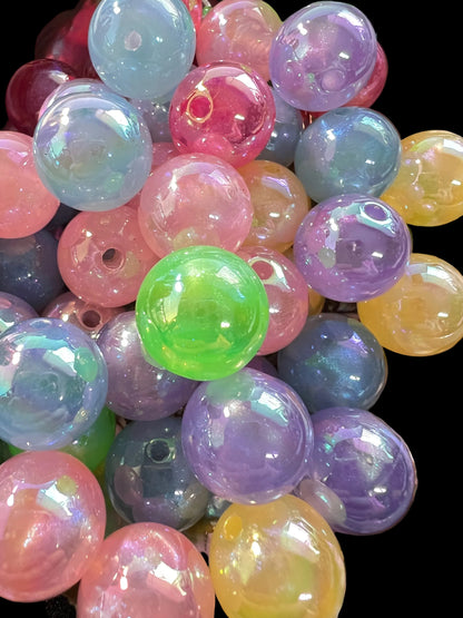 10 PCS -16mm STUNNING GLOW Pastel Light Colors Galaxy UVAB Rainbow Shimmer Beads image 0
