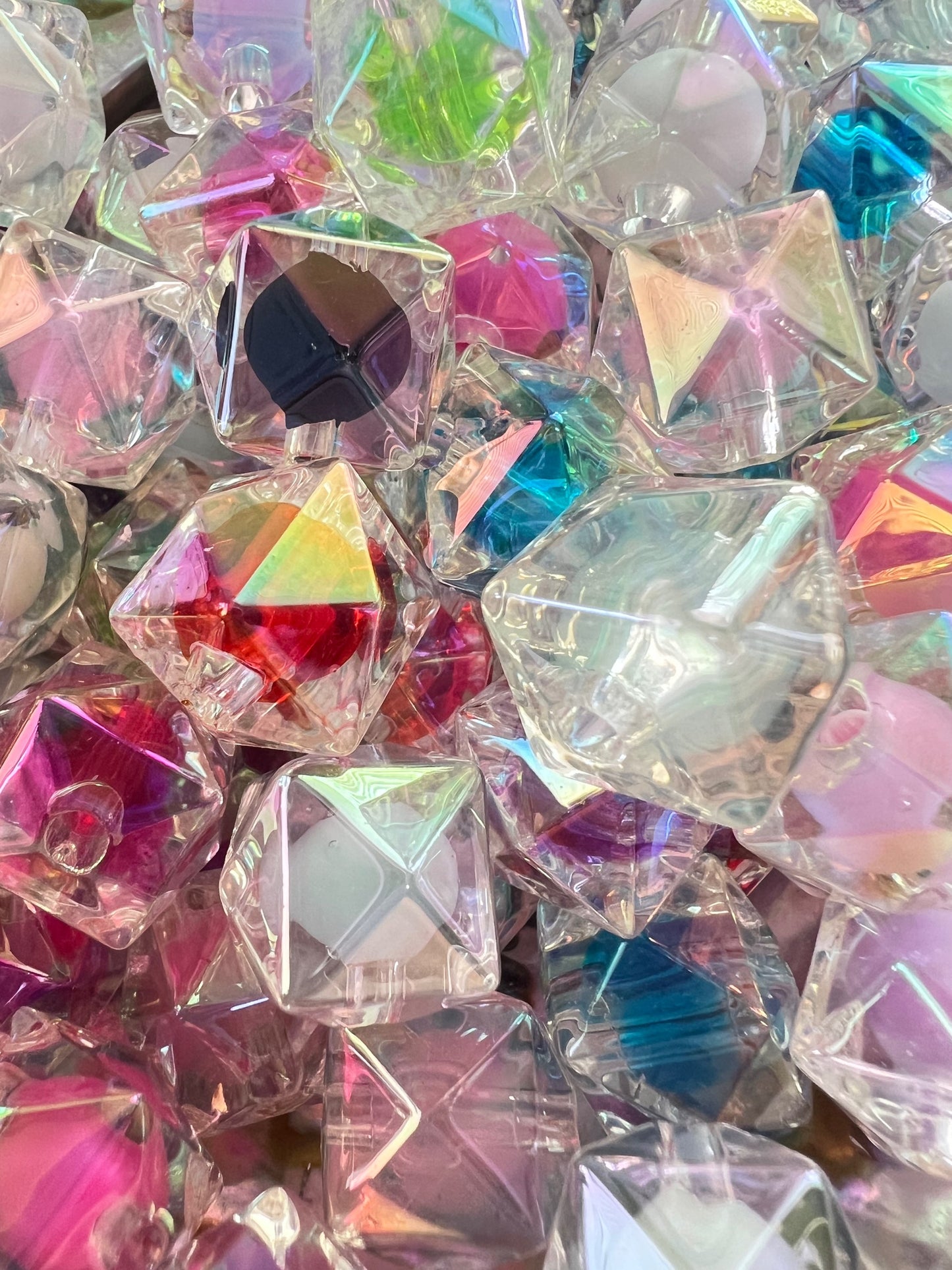 10 PCS- 15mm 3D Hexagon Multicolor UVAB Double Layer Acrylic Beads image 1