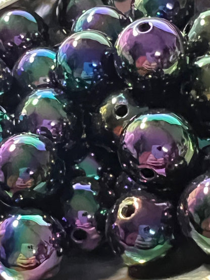 10 PCS - 16mm Round Black Aura UVAB Acrylic Beads image 2