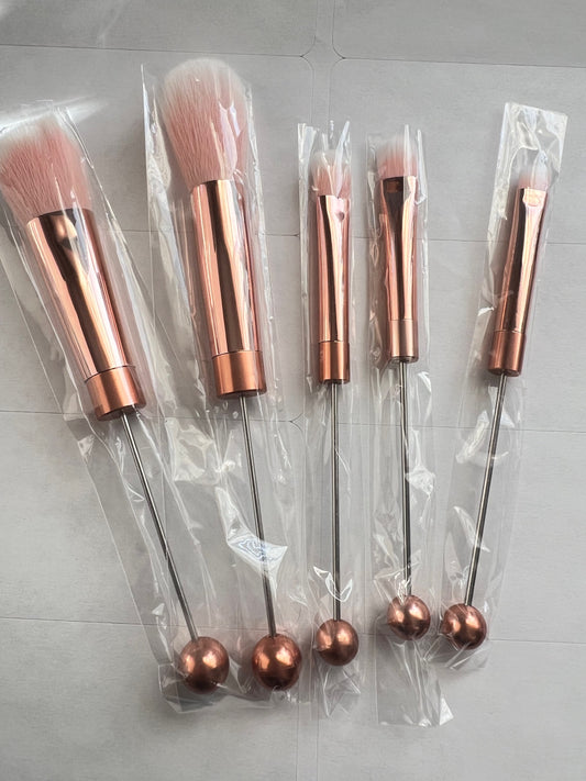 5Pcs/Set Rose Gold Beadable Makeup Brush Set Blank, DIY Craft, Beadable Blank image 0