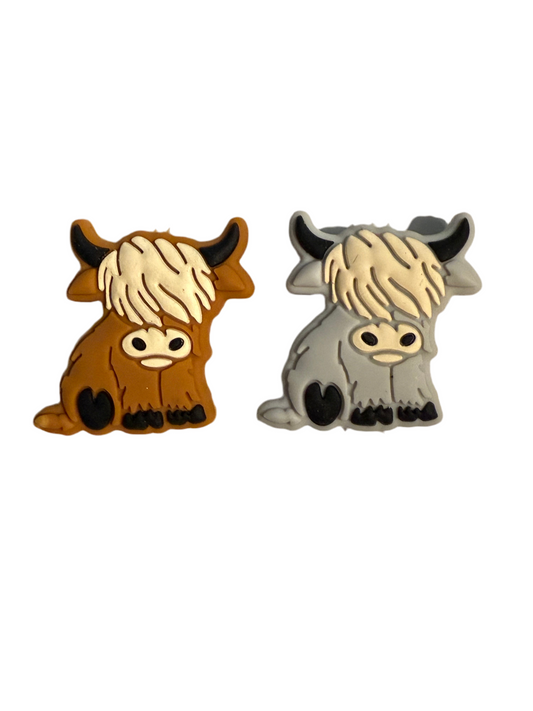 F/A3- (1)PC 1" Choose your color- Highland Cow Focal Bead for DIY Keychains, Wristlets, Cup Charms, Car Charms ETC