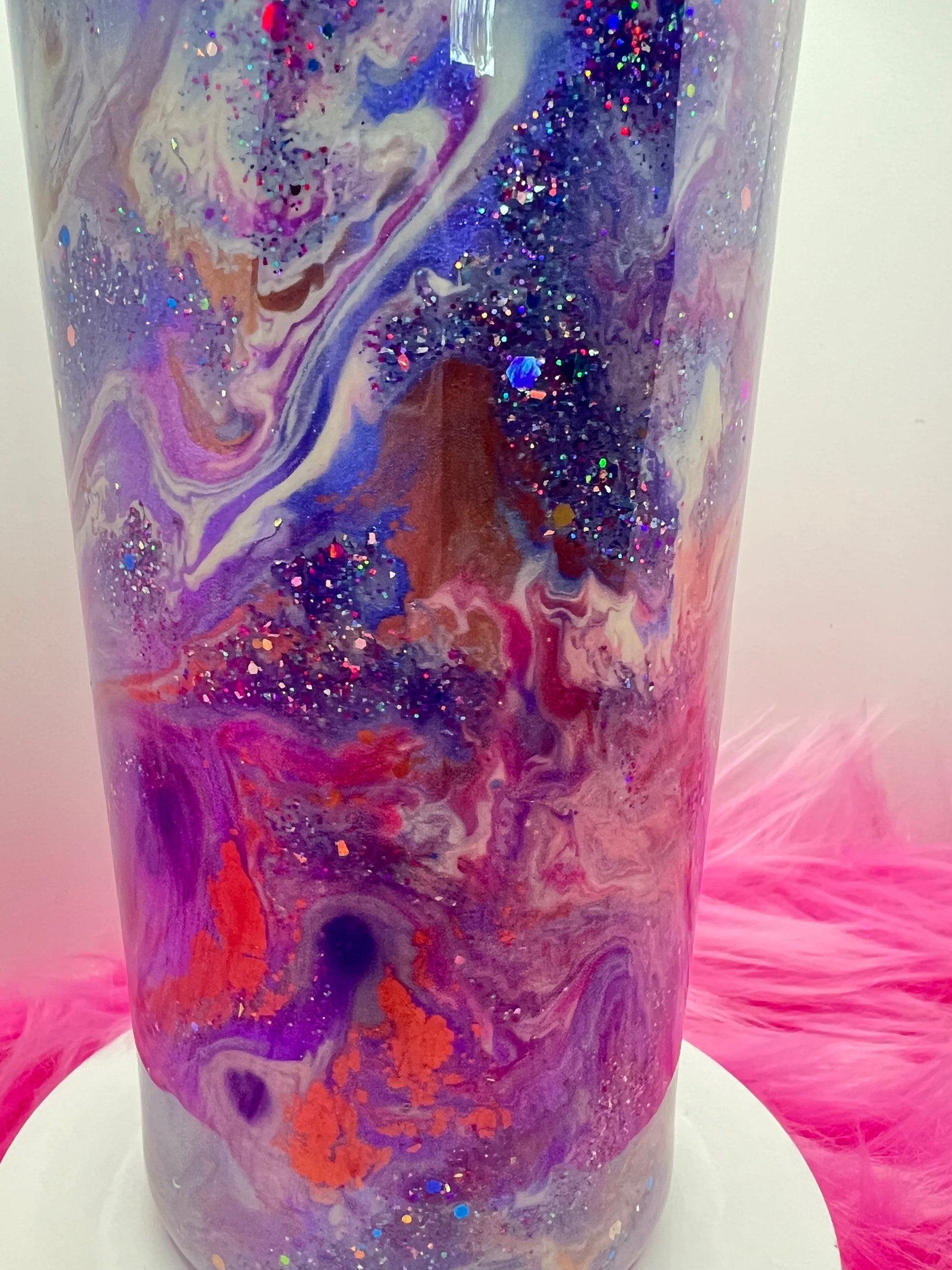 (1)- RTS 32oz Pink/Pur Tapered Milky Way Multi-Color Swirl/glitter Epoxy Tumbler image 4
