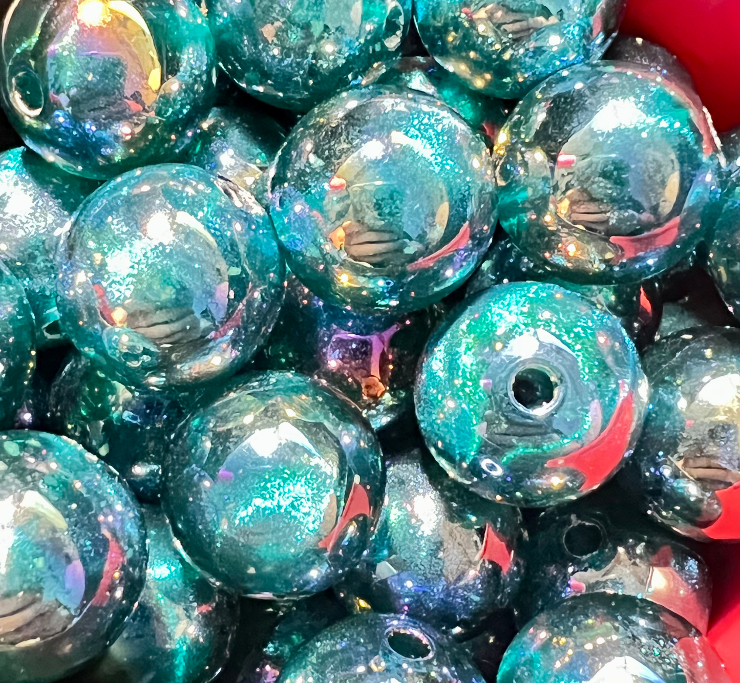 10 PCS -15mm STUNNING Blue/Teal Galaxy UVAB Rainbow Shimmer Acrylic Beads image 1