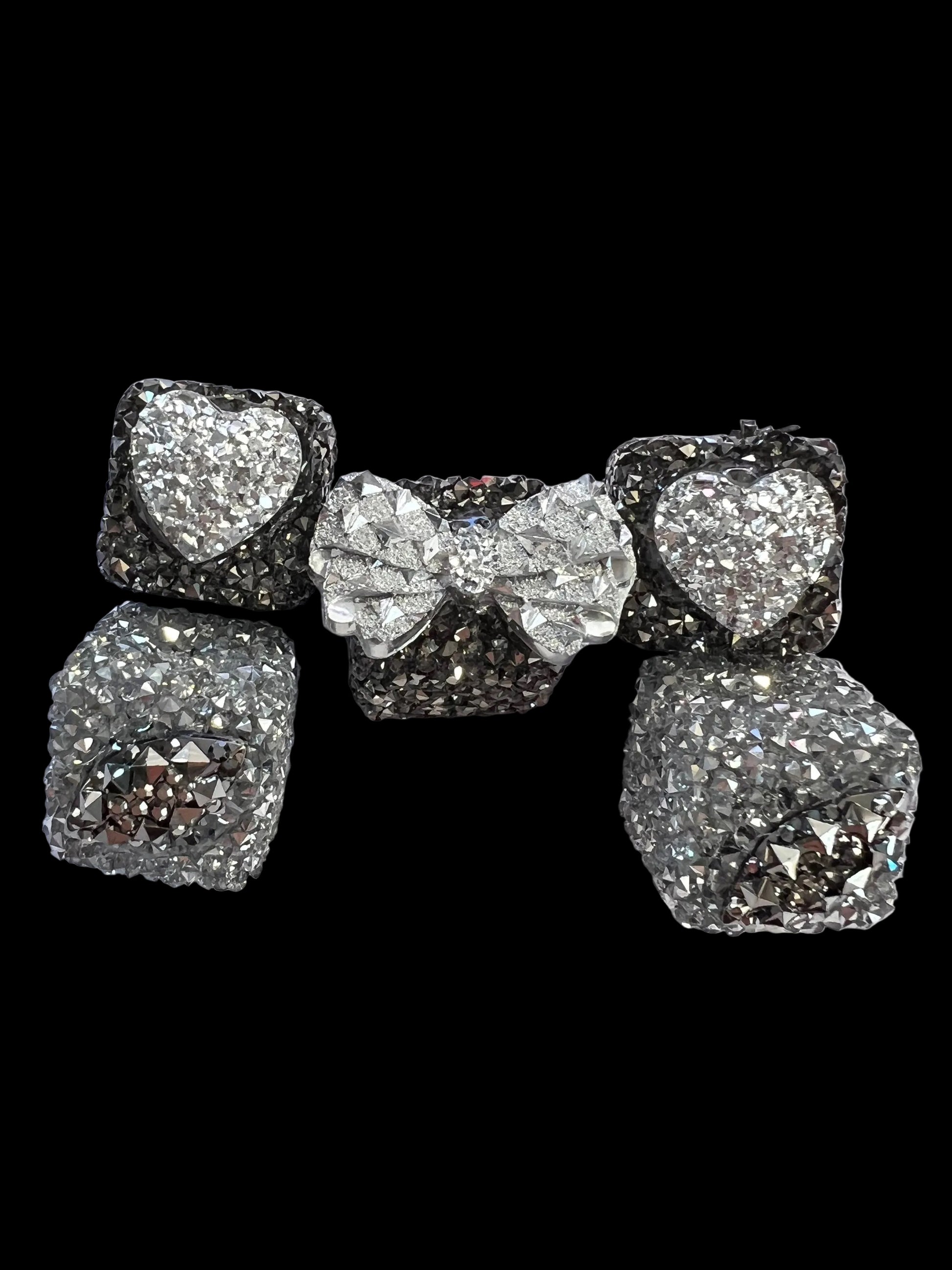 5 PCS- 16mm  HEARTS/DIAMONDS/BOW Rhinestone Charm Sugar Coated  Focal Beads image 1