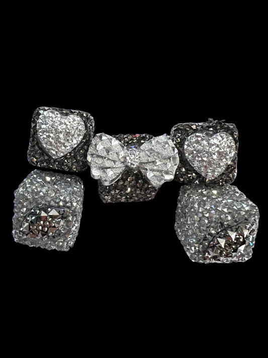 5 PCS- 16mm  HEARTS/DIAMONDS/BOW Rhinestone Charm Sugar Coated  Focal Beads image 1