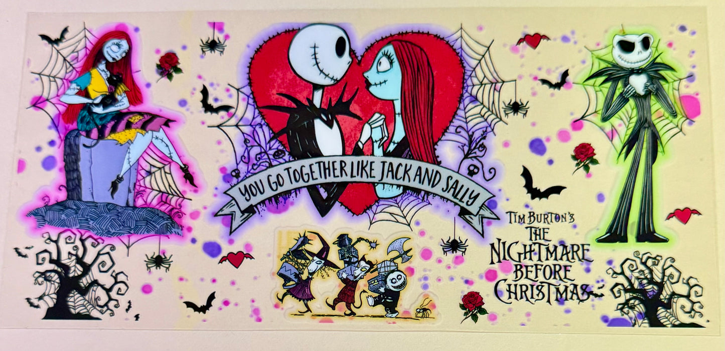 C440- (1PC) JACK & SALLY 16OZ UV DTF Transfer Wrap/Sticker for Cup/Tumbler