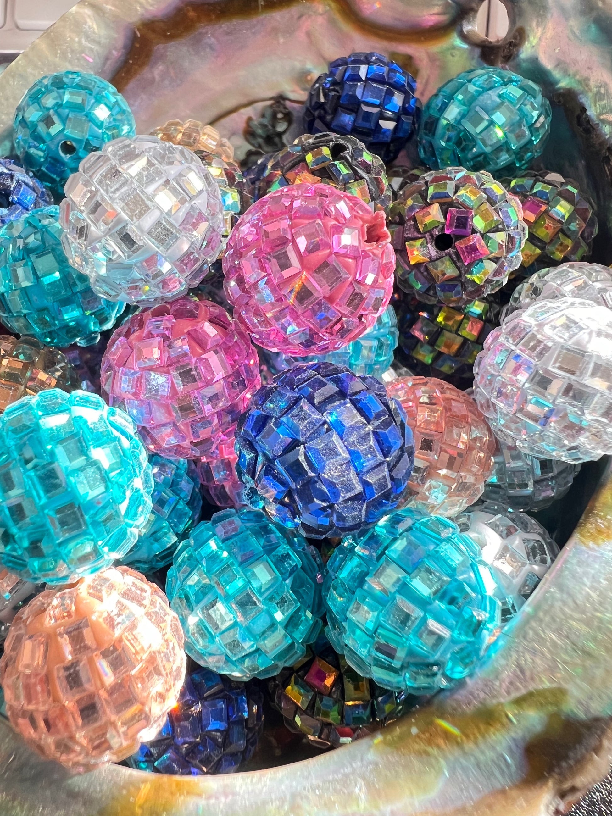 10 PCS - 16mm Round Multicolor Rhinestone Disco Round Clay Beads image 3