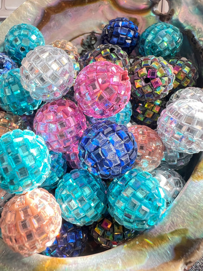 10 PCS - 16mm Round Multicolor Rhinestone Disco Round Clay Beads image 3