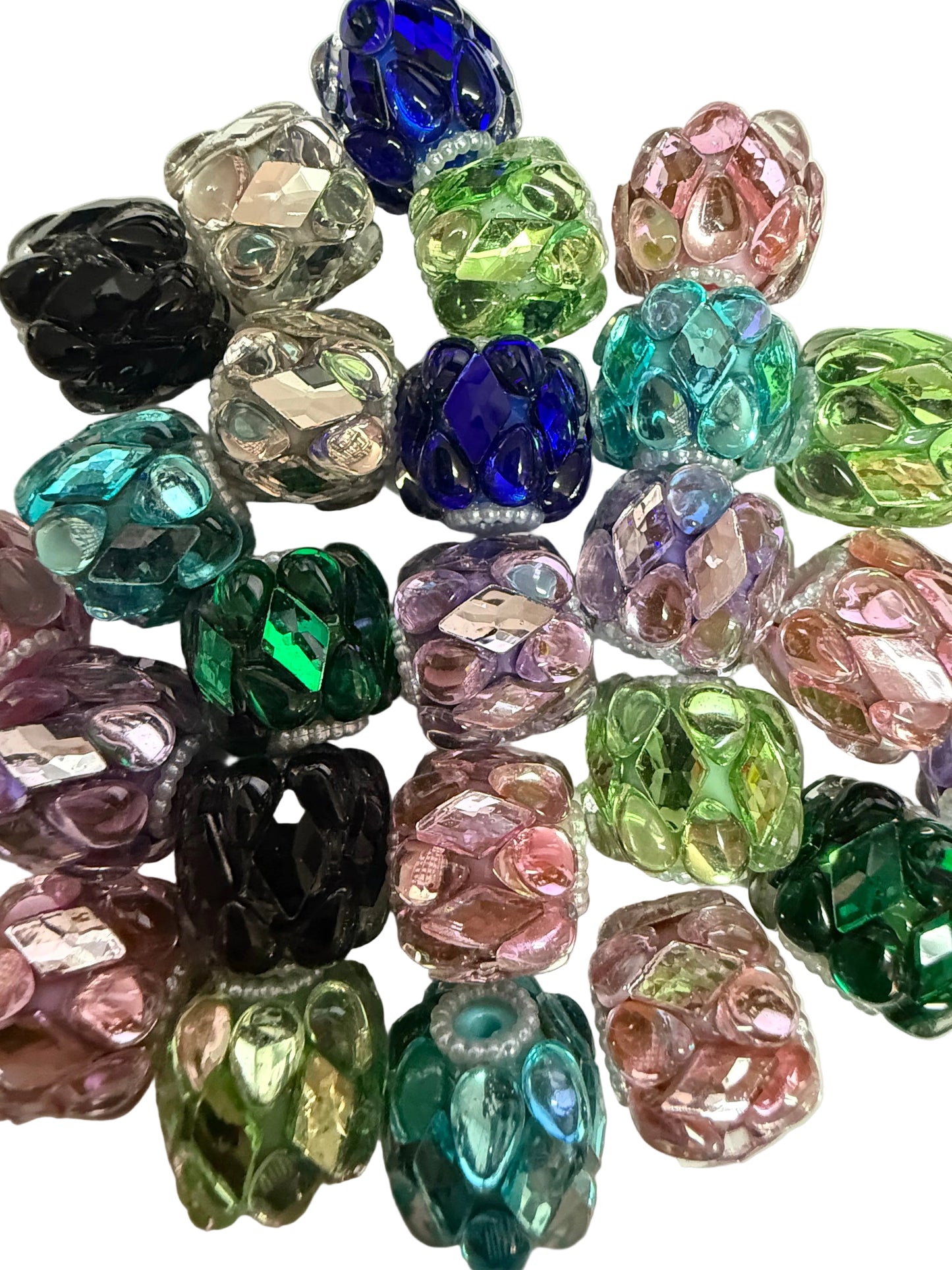 R142- (5PCS) 20mm High Quality Mixed Colors Round Rhinestone Beads for DIY