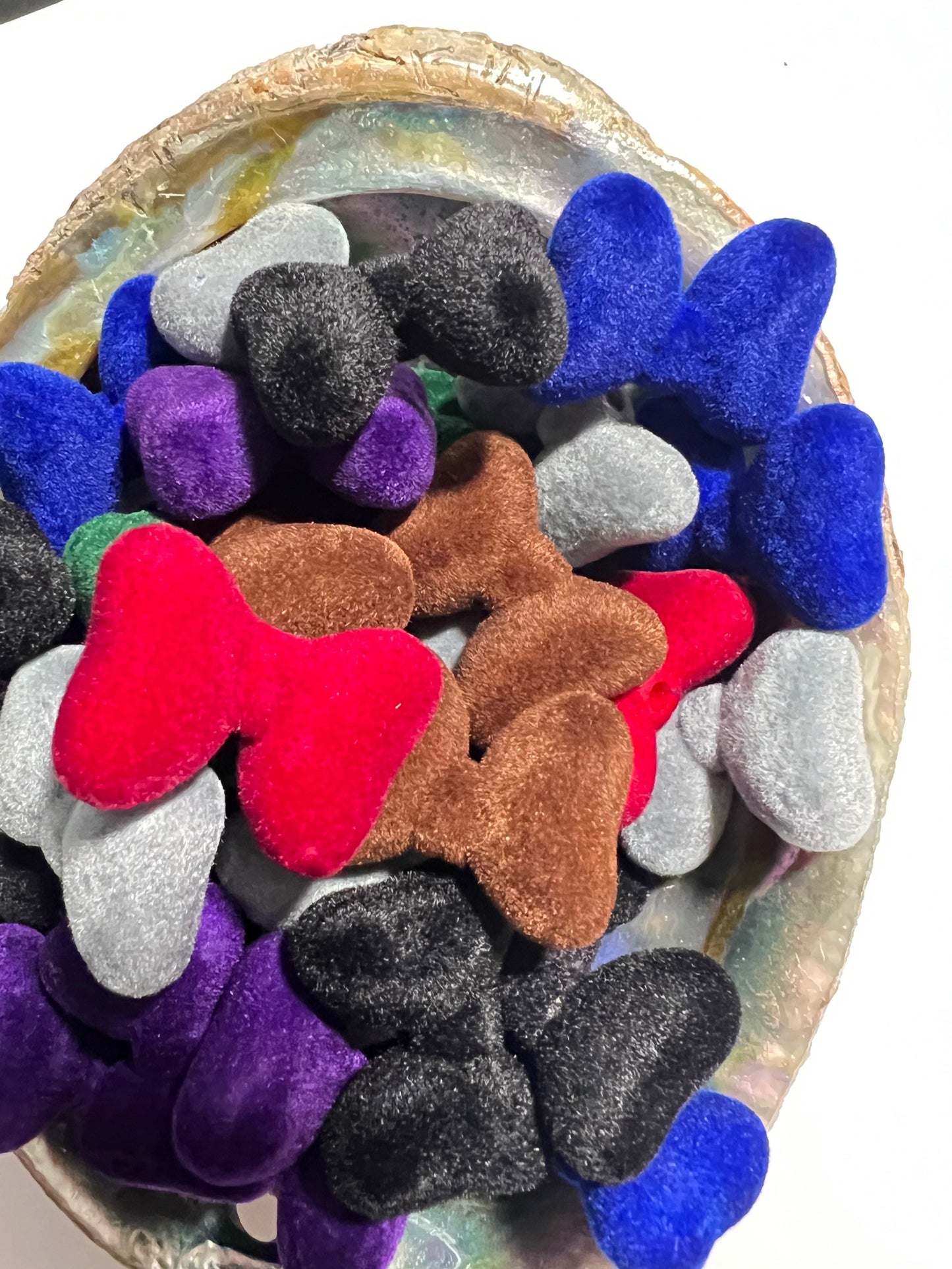 5 PCS- 32mm 3D Dark Multi Color Velvet/Soft Touch Fuzzy Large Bow Beads image 1