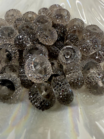 R67-(10PCS) 12mm JELLY CLEAR GRAY Round Rondelle Style Spacer Plastic/Acrylic Beads for DIY
