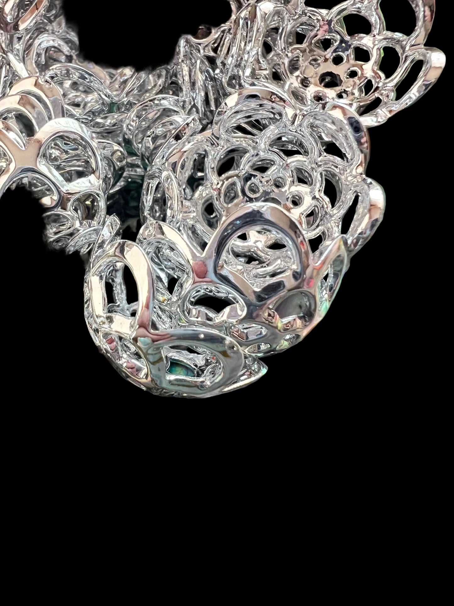 20 PCS-20mm Plastic Silver Flower Pattern Bead Caps image 2