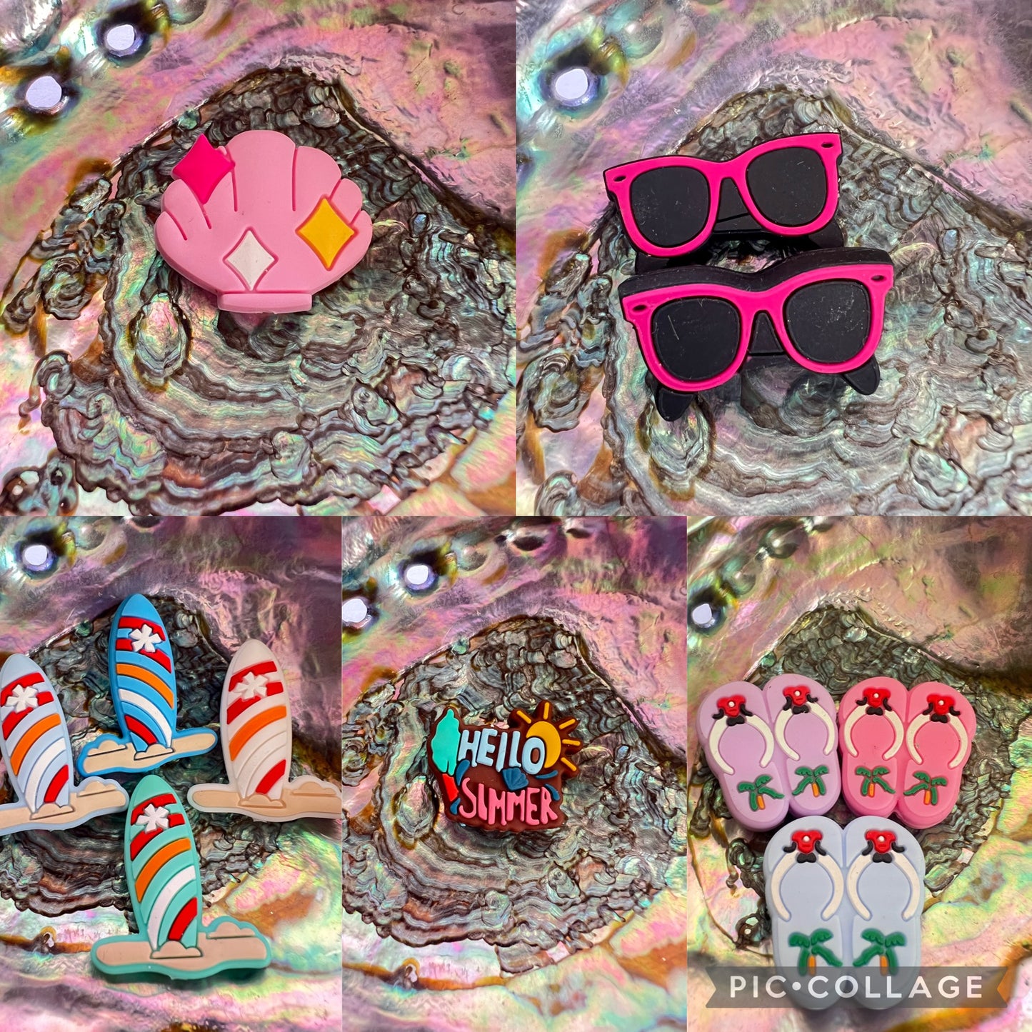 (1)PC- Choose your own SUMMER related Sandal/Surf Board/shell Focal Bead image 0
