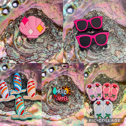 (1)PC- Choose your own SUMMER related Sandal/Surf Board/shell Focal Bead image 0