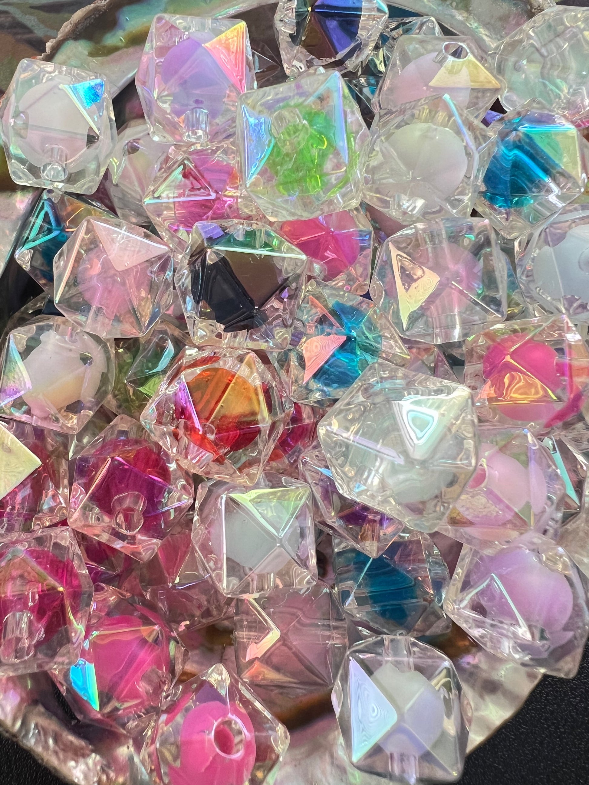 10 PCS- 15mm 3D Hexagon Multicolor UVAB Double Layer Acrylic Beads image 0