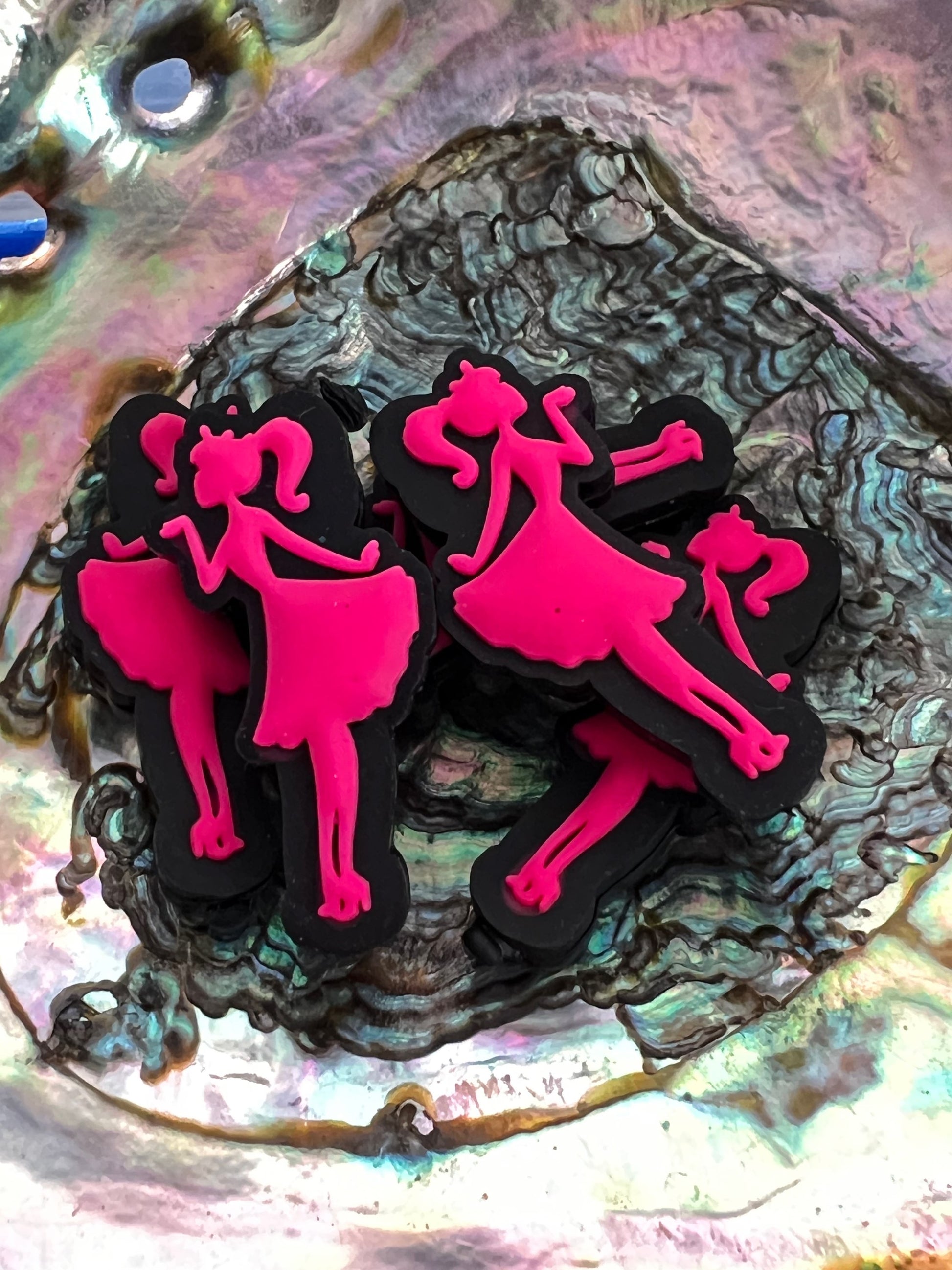 (1)PC- Hot Pink/black DOLL Princess Blowing A Kiss Focal Bead image 0