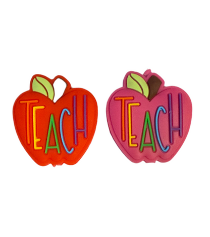 F/C36- (1)PC 1.1" Choose Your Color- Fuschia/Red Apple W/ Rainbow TEACH Focal Bead for DIY Keychains, Wristlets, Cup Charms, Car Charms ETC (Copy)