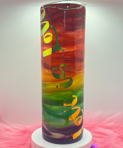(1)- RTS 30oz Straight Love is Love RAINBOW ink/glitter Epoxy Tumbler image 4