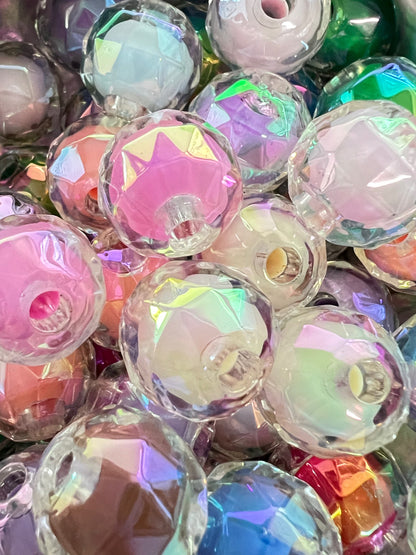 10 PCS- 16mm Multicolored Clear Double Layer UVAB Triangle Faceted Disco Beads image 2
