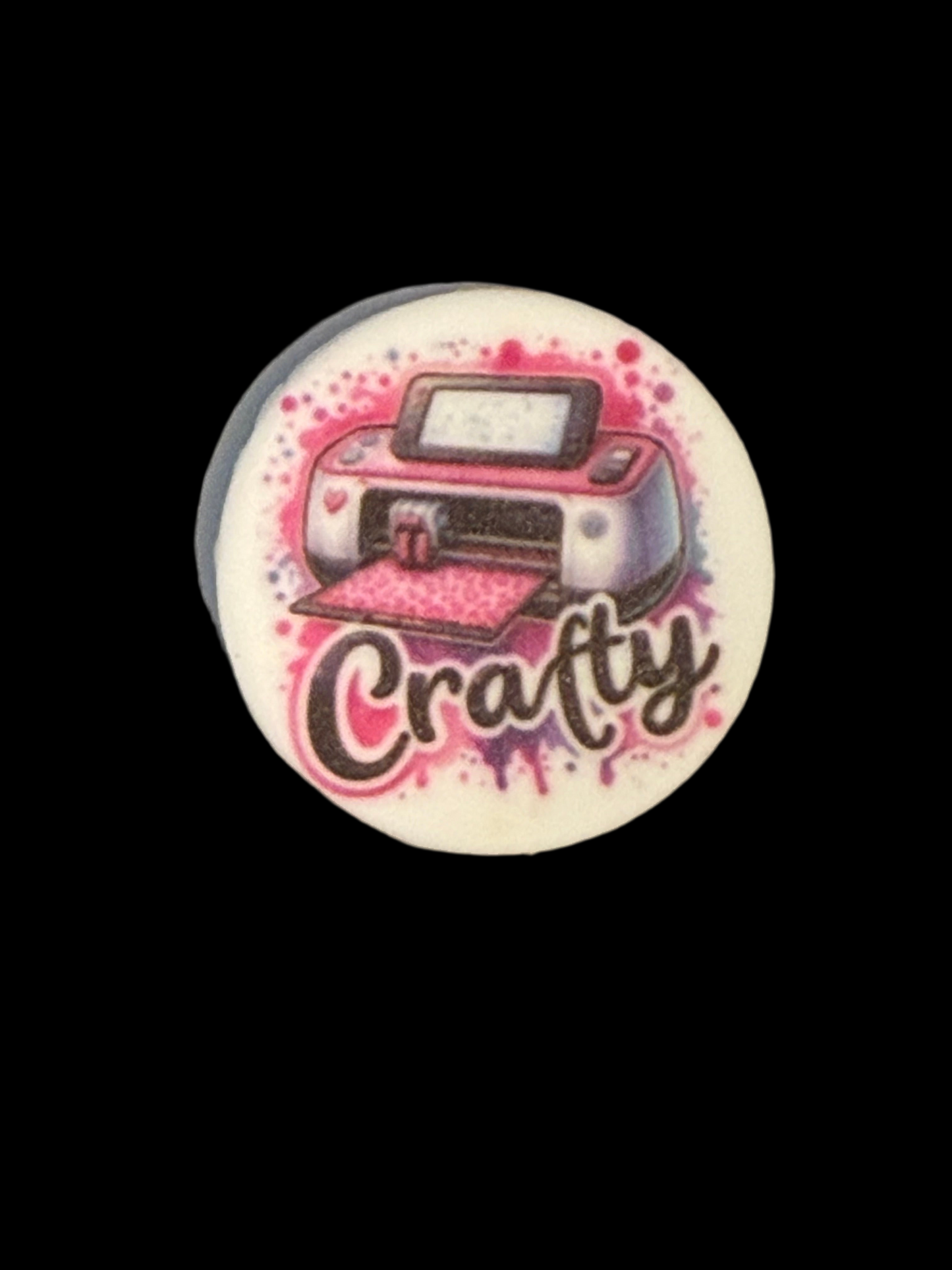 F/C53- (1)PC 1.1" Round CRAFTY Focal Bead for DIY Keychains, Wristlets, Cup Charms, Car Charms ETC