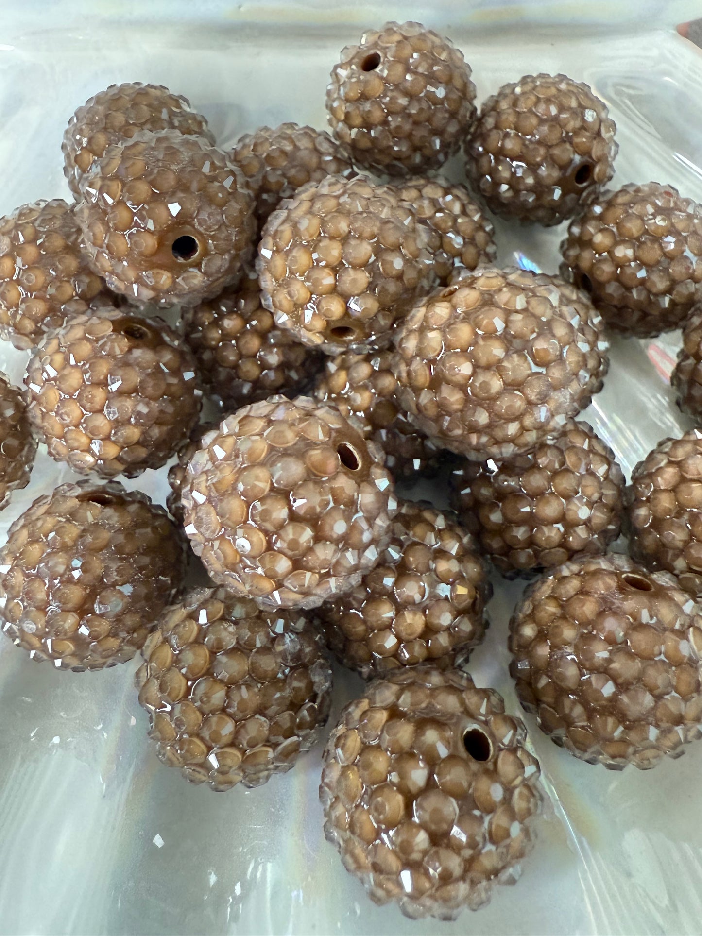 R32-BROWN (5PCS) 20mm Clear Jelly Bubblegum Acrylic Rhinestone Beads for DIY