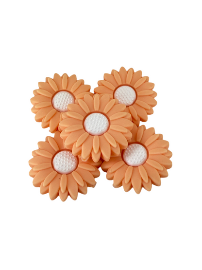 F2- (1)PC 1.2" Large Size Peach/White Daisy Flower Focal Bead for DIY Keychains, Wristlets, Cup Charms, Car Charms ETC