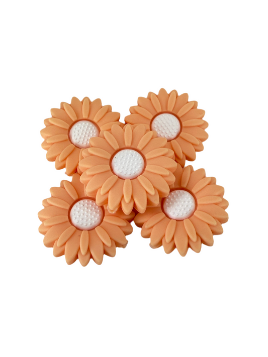 F2- (1)PC 1.2" Large Size Peach/White Daisy Flower Focal Bead for DIY Keychains, Wristlets, Cup Charms, Car Charms ETC